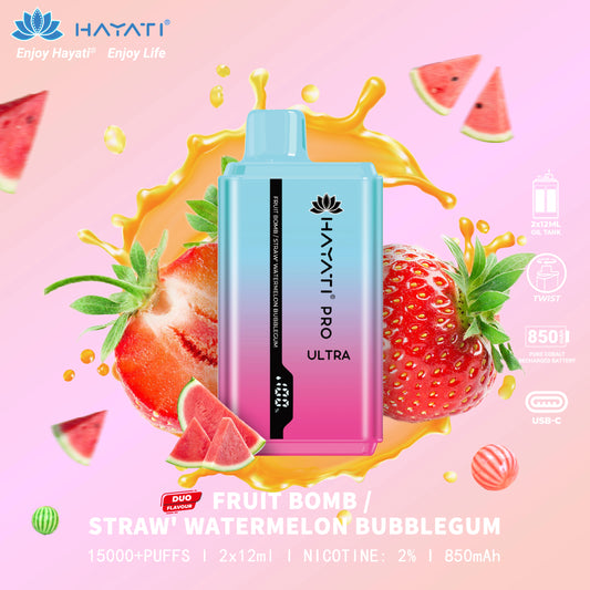 Hayati Pro Ultra Fruit Bomb | Straw' Watermelon Bubblegum