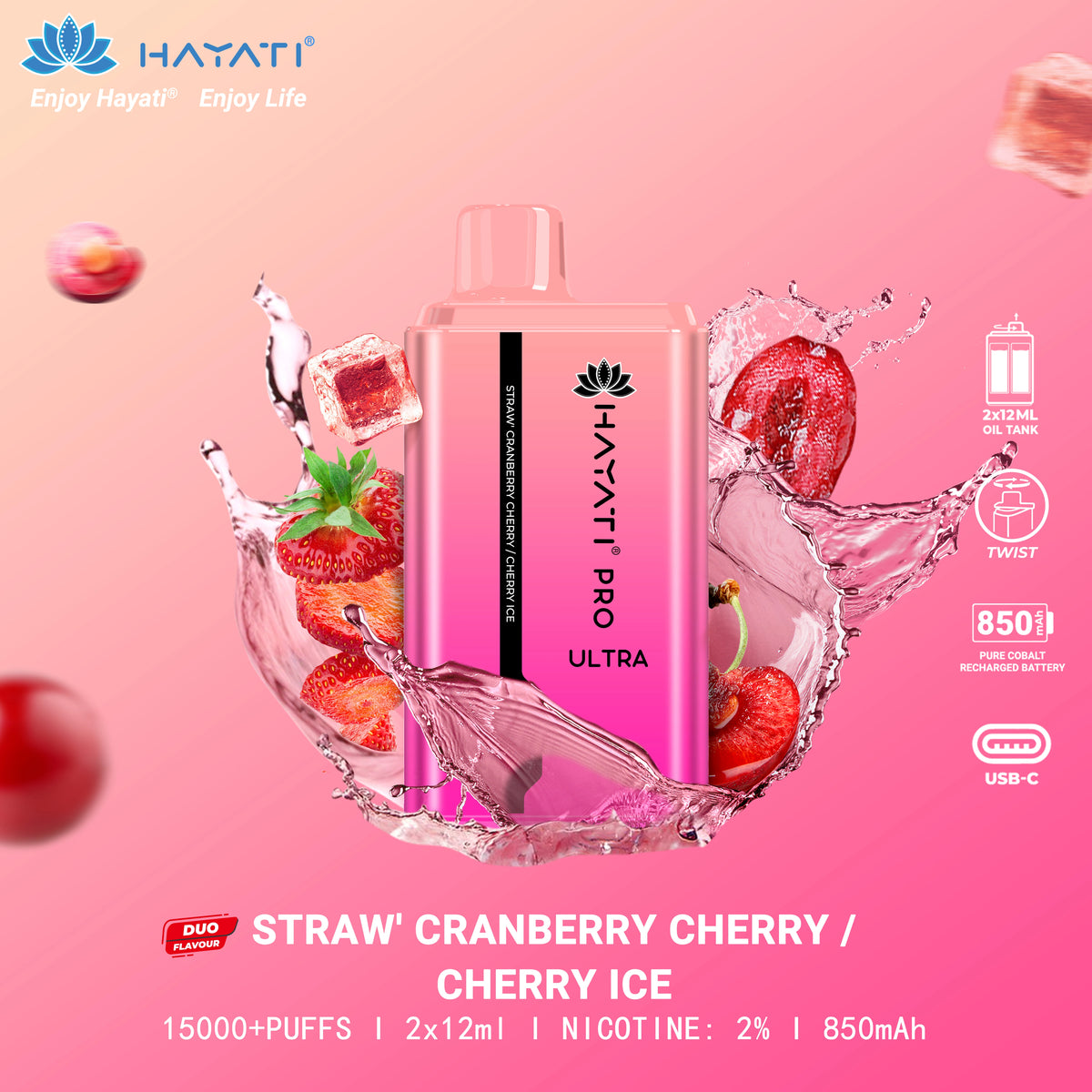 Hayati Pro Ultra Strawberry Cranberry Cherry | Cherry Ice